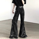 Threebooy American High Street Dark Style Slightly Flared Men'S High Waist Niche Design Jeans High-End Fashion Trend Wide Leg Trousers Men